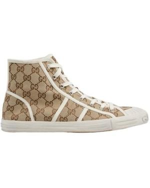 Gucci Gg-Canvas High-Top Trainers - Natural