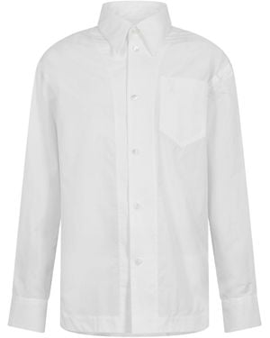 Ami Paris Sharp Collar Long Sleeve Plain Shirt - White