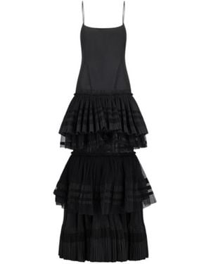 Blumarine Pleated Tiered Maxi Dress - Black