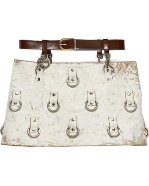 Prada Embellished Leather Miniskirt - Metallic