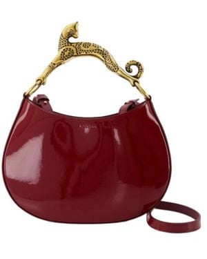 Lanvin Poignee Chat Patent Shoulder Bag - Red