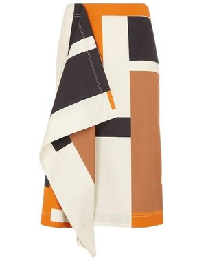 Fendi Asymmetric Hem Draped Midi Skirt - Multicolour