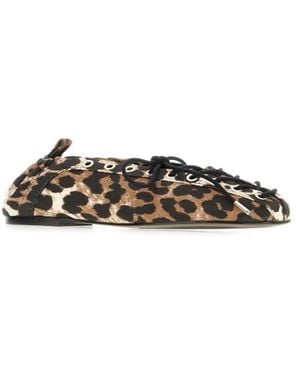 Ganni Leopard Print Flats - Multicolour