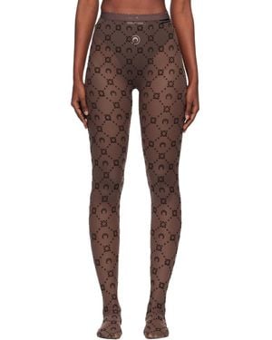 Marine Serre Moon-Floral Flocked Mesh Tights - Multicolor