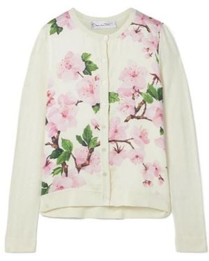 Oscar de la Renta Fair Isle And Floral Print Cardigan - Grey