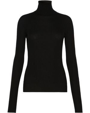 Sportmax Spxcentro Ribbed Turtleneck Knitted Top - Black