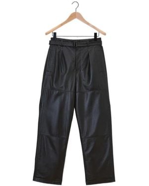 Lemaire Pleat Detailed Belted Straight Leg Trousers - Grey