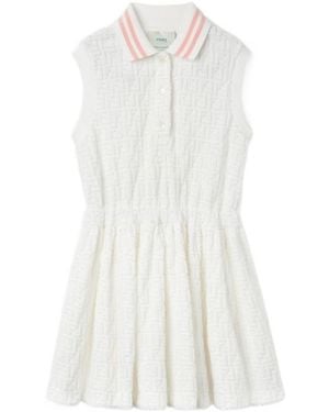 Fendi Terry Junior Dress With Logo - White
