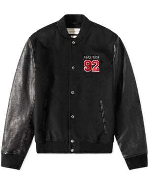 McQueen Logo Embroidered Buttoned Jacket - Black