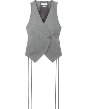 McQueen Waist-Cinching Belted Vest - Grey