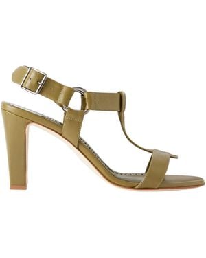 Manolo Blahnik T-Strap High-Heel Sandals - Metallic