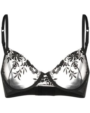 La Perla Flower Embroidered Lace Bra - Black