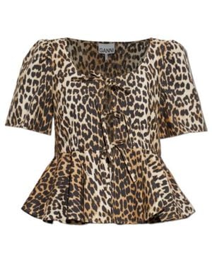 Ganni Short-Sleeved Top - Multicolour