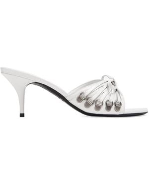Balenciaga Cagole Heeled Sandals - White