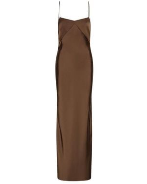 ROTATE BIRGER CHRISTENSEN Pina Satin Maxi Slip Dress - Brown