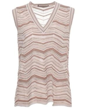 D.exterior Lurex Chevron Knitted Top - Multicolour