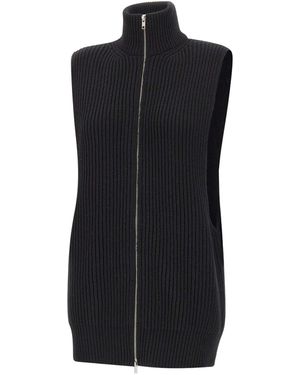 MM6 by Maison Margiela Ribbed-Knit Zip-Up Vest - Black
