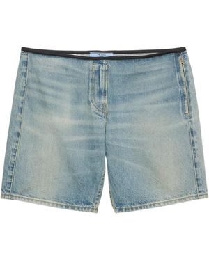 Prada Washed Denim Bermudas - Blue