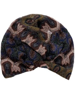 Missoni Metallic Crochet-Knit Turban - Black