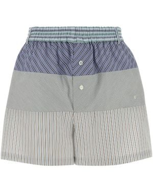Moschino Striped Embroidered Shorts - Grey