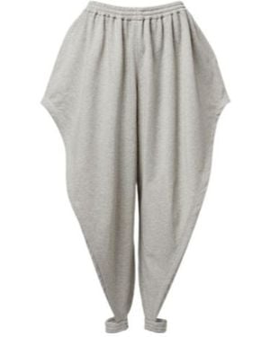 Alaïa Ruffled Cotton-Blend Fleece Tapered Trousers - Grey