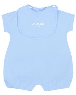 Balmain Logo-Detail Romper Set - Blue