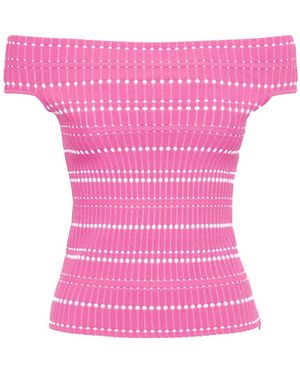 McQueen Open-Knit Off-Shoulder Top - Pink