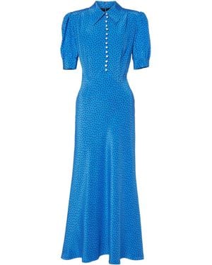 Alessandra Rich Polka-Dot Silk Maxi Dress - Blue