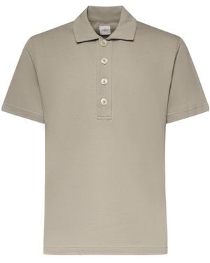 Eleventy Button-Detailed Short Sleeved Polo Shirt - Natural