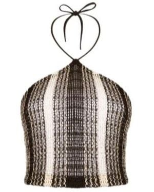 Missoni Striped Halterneck Mesh Top - Grey