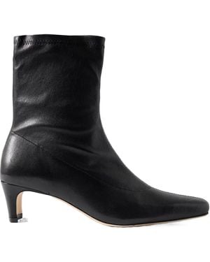 STAUD Sock Leather Ankle Boots - Black