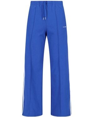 P.A.R.O.S.H. P.A.R.O..H. Logo Embroidered Straight Poplin Trousers - Blue
