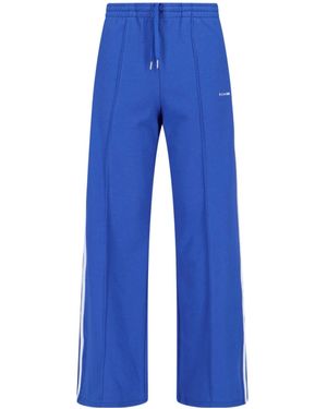 P.A.R.O.S.H. P.A.R.O..H. Logo Embroidered Straight Poplin Pants - Blue