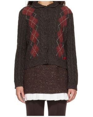 ShuShu/Tong Cable-Knit Cardigan - Brown