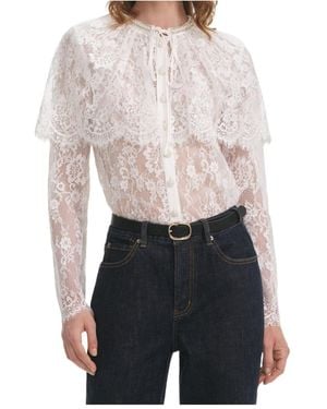Self-Portrait Floral-Lace Blouse - White