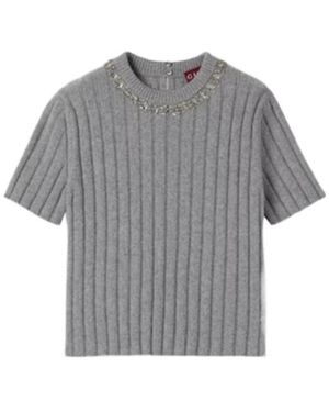Gucci Rib Soft Wool And Cashmere Top - Gray