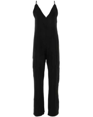 Jil Sander V-Neck Scallop-Edge Jumpsuit - Black