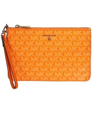 MICHAEL Michael Kors Monogram Leather Clutch Bag - Orange