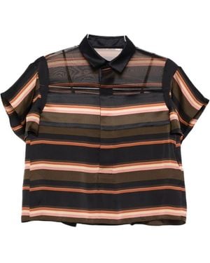 Sacai Mesh Striped Blouse - Black