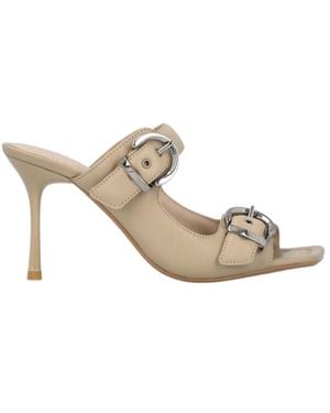 Pinko Leather Sandals - Metallic