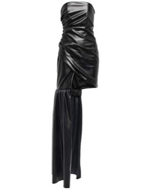 David Koma Strapless Faux Leather Dress - Black