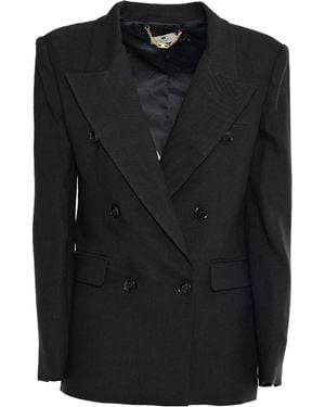 Elisabetta Franchi Double-Breasted Gabardine Jacket - White