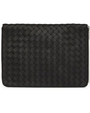 Bottega Veneta Intrecciato Leather Laptop Bag - Black