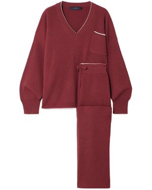 arch4 V-Neck Sweatshirt And Pants Set - Red