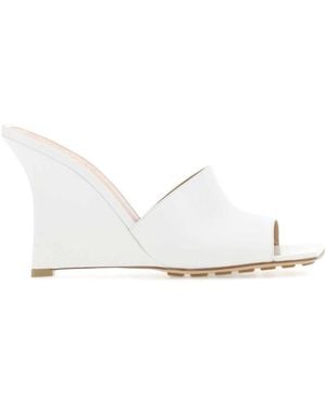 Bottega Veneta Logo Slope Heel Sandals - White