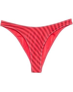 Frankie's Bikinis Striped Bikini Bottoms - Red
