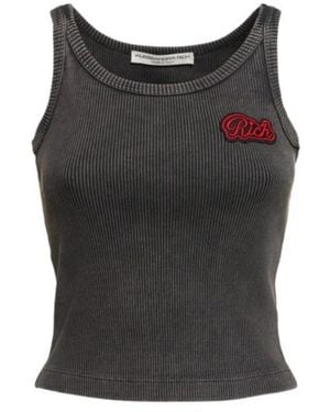 Alessandra Rich Patch Ribbed Vest - Black