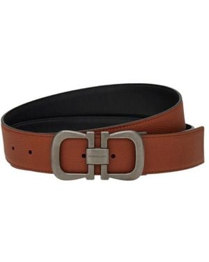 Ferragamo Ferragamo Reversible Gancini Leather Belt - Brown