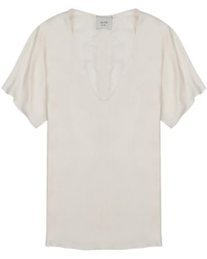 Alysi V-Neck Short-Sleeve Top - White