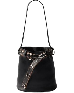 バッグ・カバンその他 Prada Bucket Bag Buckle black with studded belt Black Prada Buckle leather bucket bag with studded belt | PRADA